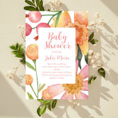 フラワーパワーベビーシャワー招待状 招待状