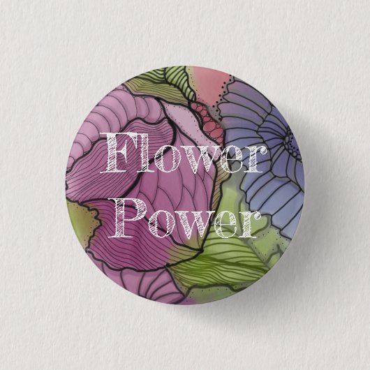 フラワーパワーボタン 缶バッジ (正面)