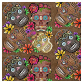 フラワーパワーメキシコ糖スカル ファブリック