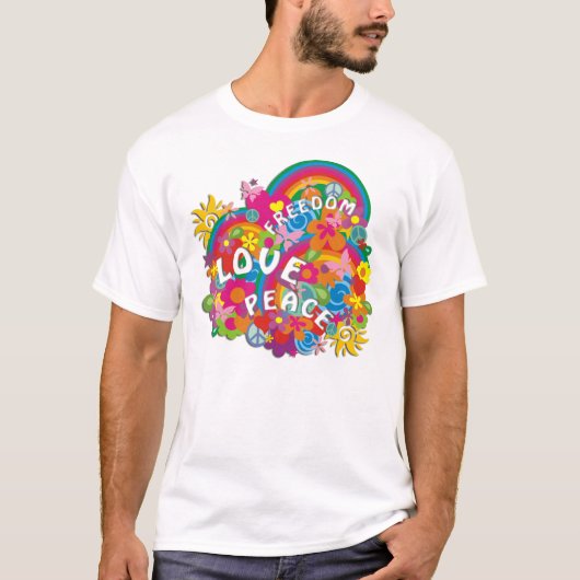 フラワーパワーレインボー Tシャツ (正面)