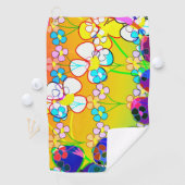 フラワーパワーレトロパンジー ゴルフタオル (インサイチュ)