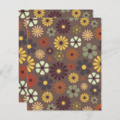 フラワーパワーレトロヒッピー花スクラップブック紙 (正面/裏面)