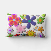 フラワーパワーレトロフローラベクトル ランバークッション (裏面)