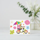 フラワーパワー名刺スクーターガールビーチサンダル 名刺 (スタンド正面)