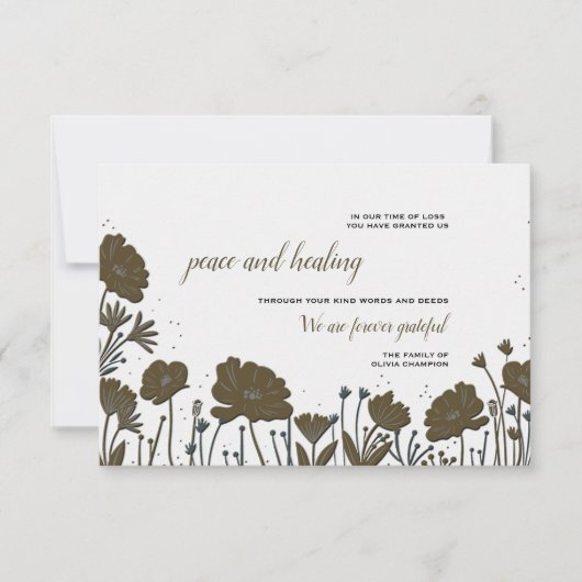 フラワーパワー悔やみや弔慰サンキューカード 招待状 (正面)