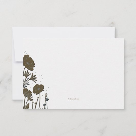 フラワーパワー悔やみや弔慰サンキューカード 招待状 (裏面)