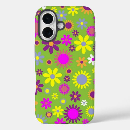 フラワーパワー明るい緑 Case-Mate iPhoneケース (裏面)