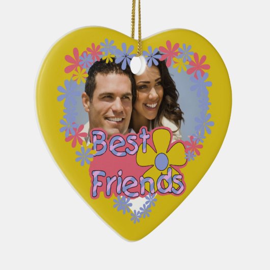 フラワーパワー最高のフレンズフォトキープサケ セラミックオーナメント (右)