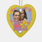 フラワーパワー最高のフレンズフォトキープサケ セラミックオーナメント (左)