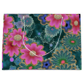 フラワーパワー爆発おもしろいユニク ラージペーパーバッグ (正面)