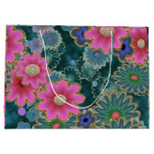 フラワーパワー爆発おもしろいユニク ラージペーパーバッグ (裏面)