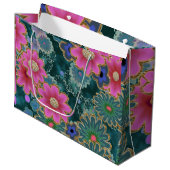フラワーパワー爆発おもしろいユニク ラージペーパーバッグ (正面アングル)