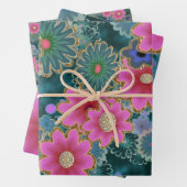 フラワーパワー爆発おもしろいユニーク ラッピングペーパーシート (インサイチュ)