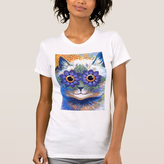 フラワーパワー猫のTシャツ Tシャツ (正面)