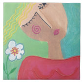 フラワーパワー絵を描抽象芸術 タイル (正面)