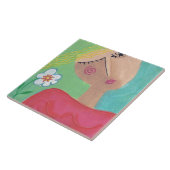 フラワーパワー絵を描抽象芸術 タイル (側面)