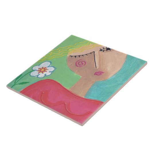 フラワーパワー絵を描抽象芸術 タイル (側面)