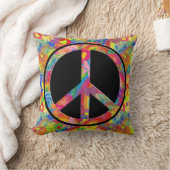 フラワーパワー虹の平和+あなたの背景 クッション (ブランケット)