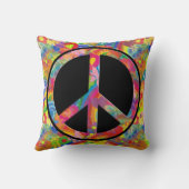 フラワーパワー虹の平和+あなたの背景 クッション (裏面)