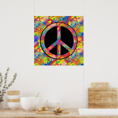 フラワーパワー虹の平和+あなたの背景 ポスター (キッチン)