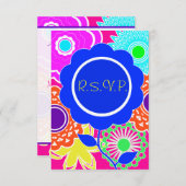 フラワーパワー返信カード 招待状 (正面/裏面)