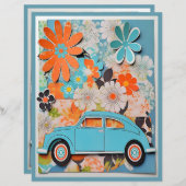 フラワーパワー60のテーマデカップスクラップブック紙 (正面/裏面)