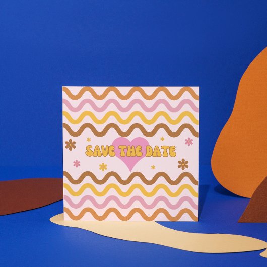 フラワーパワー60の70のレトロ日付カードを保存