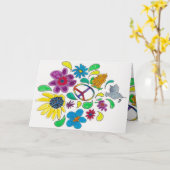 フラワーパワー60年代の平和の象徴 カード (黄色い花)