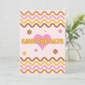 フラワーパワー60's 70's レトロ Save the Date 招待状 (スタンド正面)