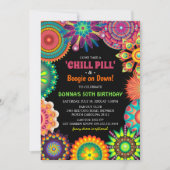 フラワーパワー70のカラフル誕生日パーティー 招待状 (正面)