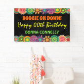 フラワーパワー70のカラフル誕生日パーティー 横断幕 (インサイチュ)