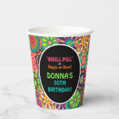 フラワーパワー70のカラフル誕生日パーティー 紙コップ (裏面)