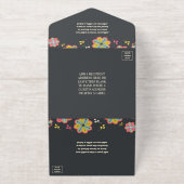 フラワーパワー70のレトロGroovy結婚のホイ実在ル オールインワン招待状 (外側)