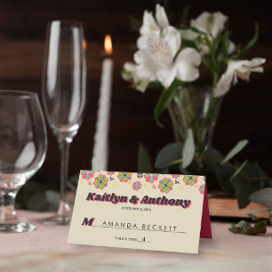 フラワーパワー70のレトロGroovy 結婚's プレイスカード
