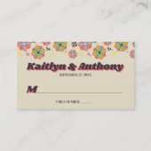 フラワーパワー70のレトロGroovy 結婚's プレイスカード (正面)