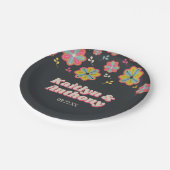 フラワーパワー70のレトロGroovy 結婚's ペーパープレート (アングル)