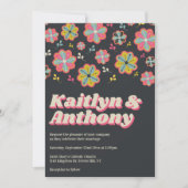 フラワーパワー70のレトロGroovy 結婚's 招待状 (正面)