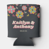 フラワーパワー70のレトロGroovy 結婚's 缶クーラー (裏面)