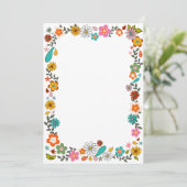 フラワーパワー70年代風のボーダー 招待状 (スタンド正面)