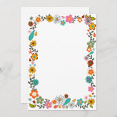 フラワーパワー70年代風のボーダー 招待状 (正面/裏面)