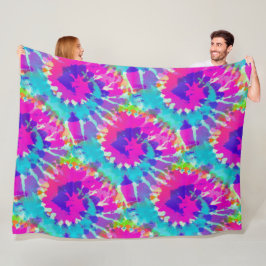 フラワーパワー – カラースパイラルろうけつ染めパターン1 フリースブランケット