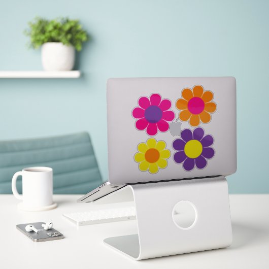 フラワーパワー シール (デスク上のノートパソコン)