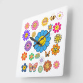 フラワーパワー スクエア壁時計 (傾斜)