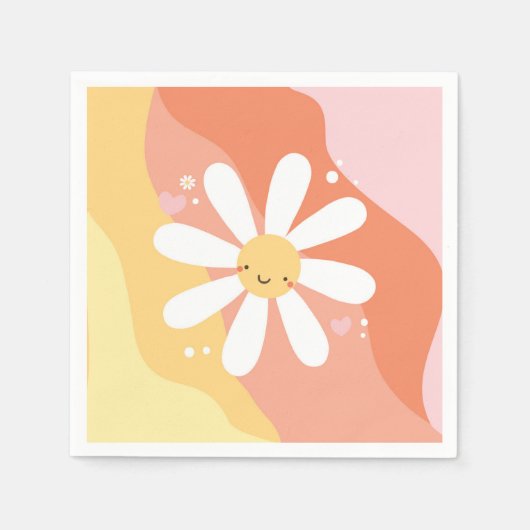 フラワーパワー ダイジー 60年代 ヒッピーパーティー ナプキン スタンダードカクテルナプキン (正面)