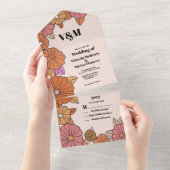 フラワーパワー ヒッピーの60年代 ウェディング オールインワン招待状 (貼ってはがせる)