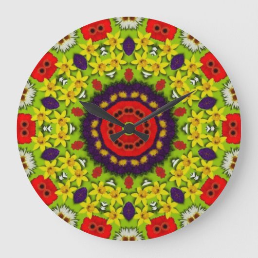 フラワーパワー ラージ壁時計 (正面)