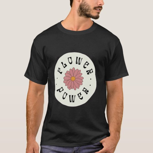 フラワーパワー、レトロな自然派ヴィーガン・ベジタリアン愛好家 Tシャツ (正面)