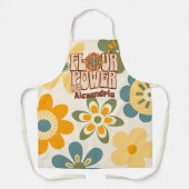 「フラワーパワー」レトロ60sおもしろい料理ベーキングエプロン エプロン (正面)