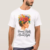 フラワーパワー 女性の権利は人権 Tシャツ (正面)