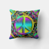 フラワーパワー – 色鮮やかな平和サイン模様1 クッション (裏面)